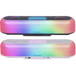 Mars Gaming MSB-ORB, Altavoz Portátil + Barra de Sonido 20W, Iluminación Orbilight RGB 360º, Soundbar con Sistema de Triple Driver, Altavoces Gaming Bluetooth 5.3 / USB / MicroSD / AUX / FM, Negro