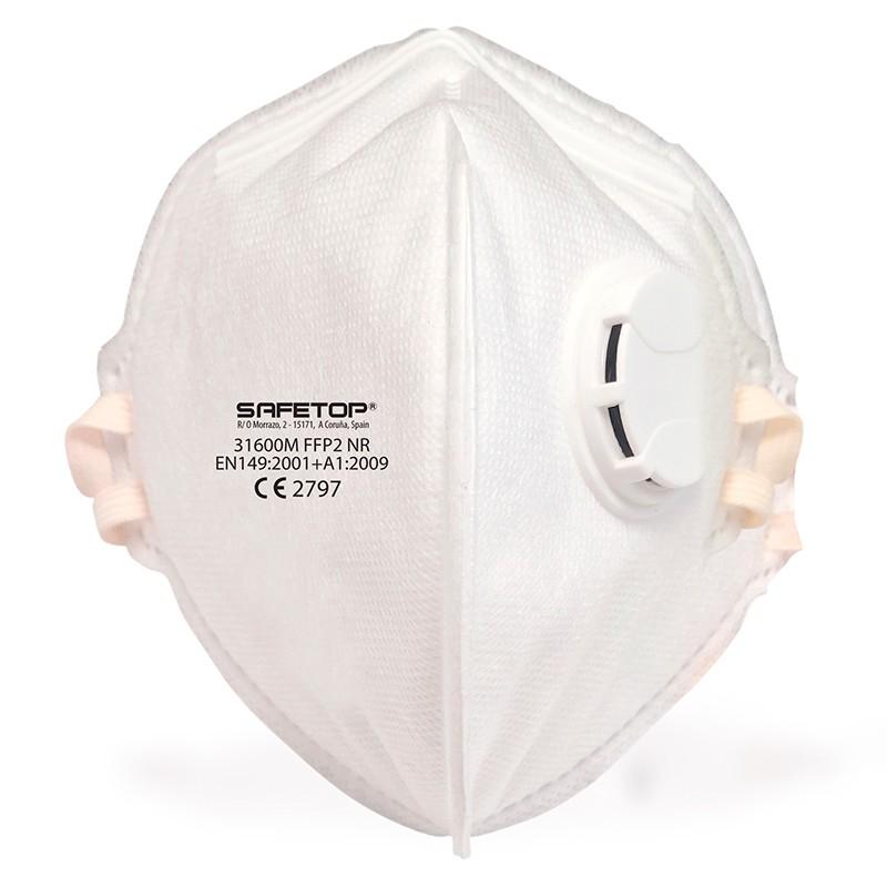 Mascarillas Safetop FFP2 NR D con válvula de exhalación blanca