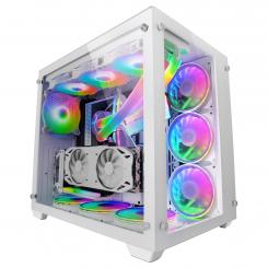 Mars Gaming MCV3 Blanco Torre Gaming Custom XXL E-ATX Ventana Cristal Templado Lateral y Frontal Estructura Modular Doble Cámara