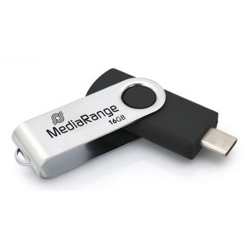 mediarange-mr1951-unidad-flash-usb-16-gb-usb-tipo-c-32-gen-1-31-gen-1-negro-plata