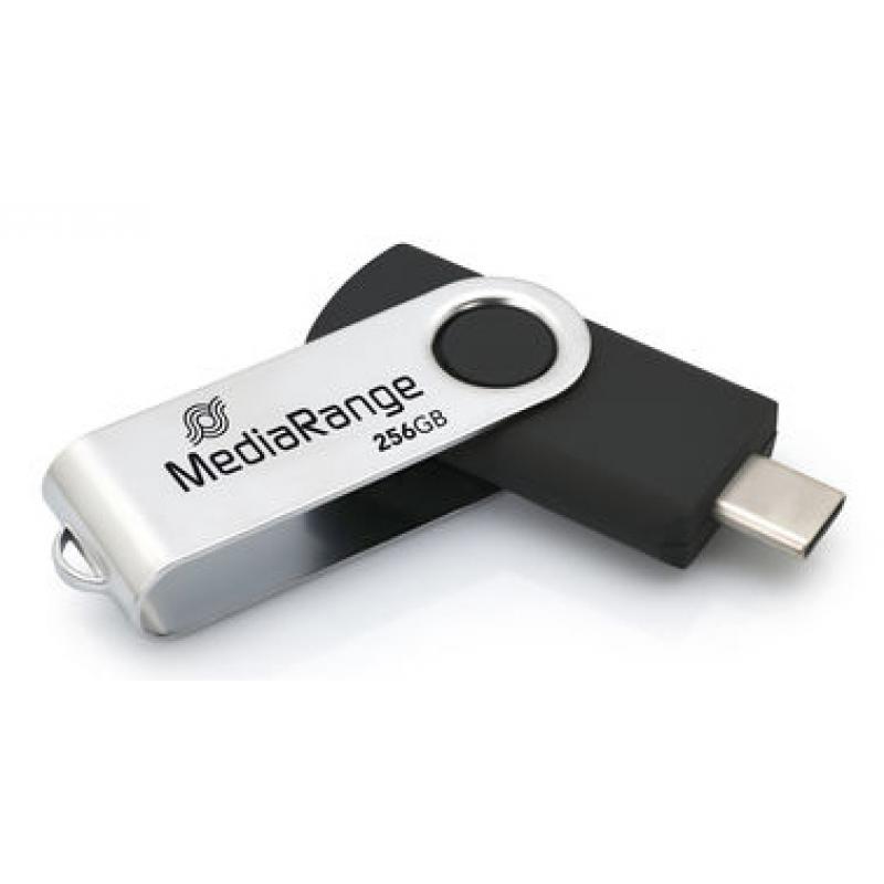 mediarange-mr1955-unidad-flash-usb-256-gb-usb-tipo-c-32-gen-1-31-gen-1-negro-plata