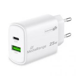 MediaRange MRMA112-2 cargador de dispositivo móvil Smartphone, Tableta Blanco Corriente alterna Carga rápida Interior