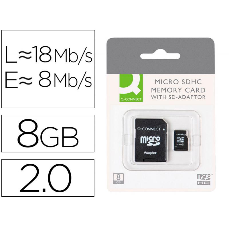 memoria-sd-micro-q-connect-flash-8-gb-clase-4-con-adaptador