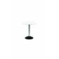 Mesa 176B pie central con peana redonda de hierro columna en tubo de acero tapa en estratificado Haya altura 75