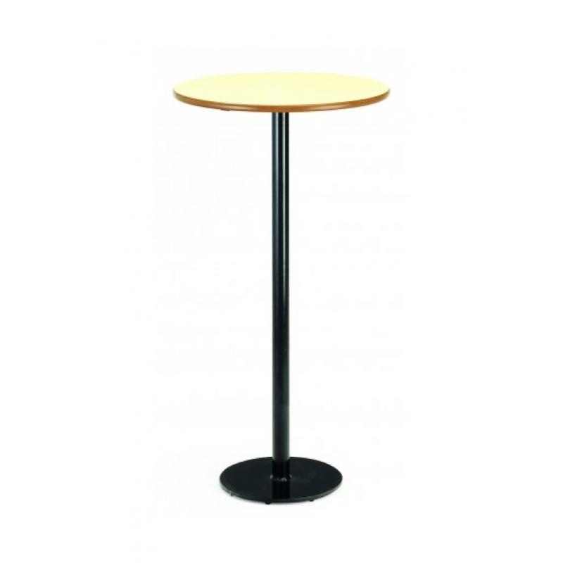 Mesa Bar 117 de 110 cm alto y 60 cm diámetro pata columna acero negro tapa Werzalit blanco