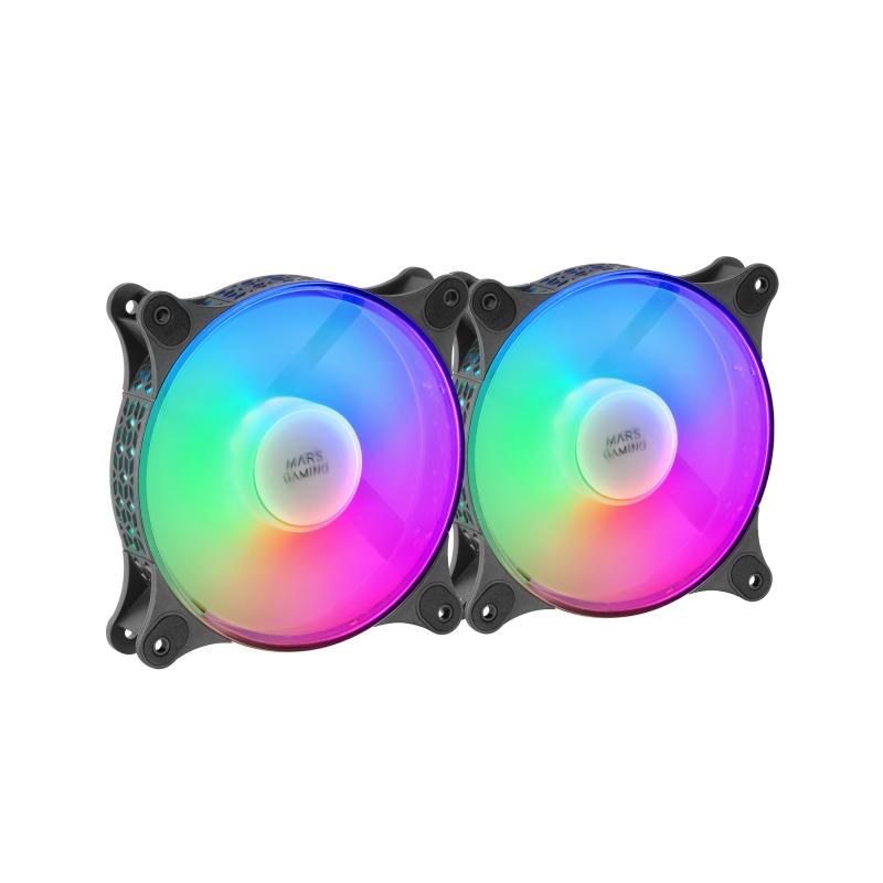mf-duo-kit-2-ventiladores-frgb-rainbow-360°-ultra-silencioso-doble-conexion-3pin-4pin-negro