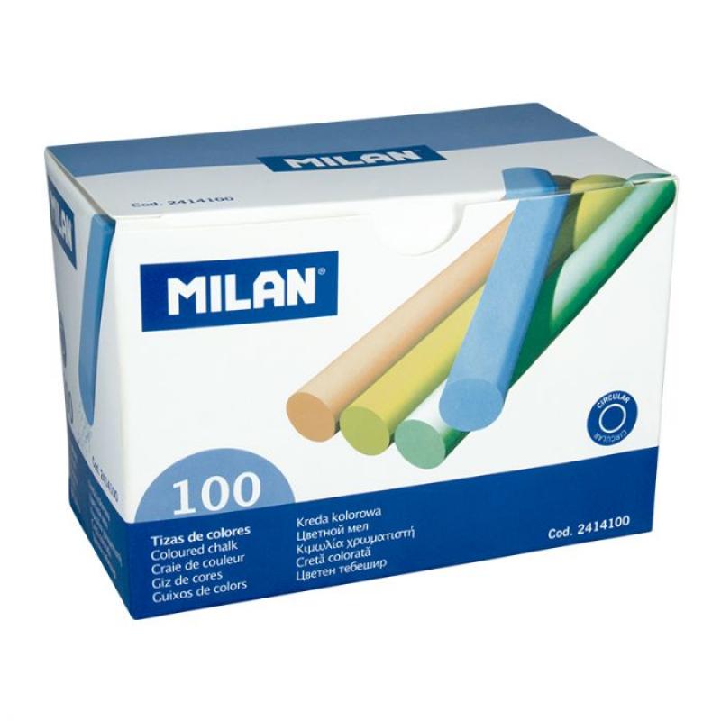 MILAN Caja 100 tizas de colores de sulfato de calcio