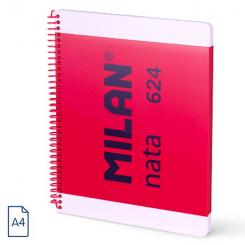 MIlan Cuaderno A4 con espiral y tapa dura, 80 hojas blancas de 95 gr/m² Rosa