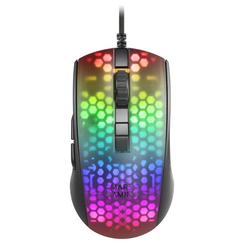 mmr-negro-raton-gaming-rgb-chroma-estructura-translucida-ultra-ligera-58g-12800-dpi-switches-mecanicos-huano