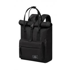 Mochila Urban Grove de American Tourister/Samsonite. Con dos bolsillos delanteros y uno trasero, asas superiores. Medidas: 250x200x360mm. Color negro