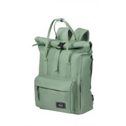 Mochila Urban Grove de American Tourister/Samsonite. Con dos bolsillos delanteros y uno trasero, asas superiores. Medidas: 250x200x360mm. Color verde.
