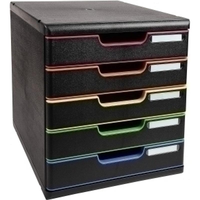 modulo-5-cajones-exacompta-a4-classic-5-colores-negro-arlequin