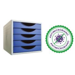 Módulo antimicrobiano Steritouch® Archivo 2000 Archivotec 5 cajones 340x270x260 mm Carcasa  gris cajones azul