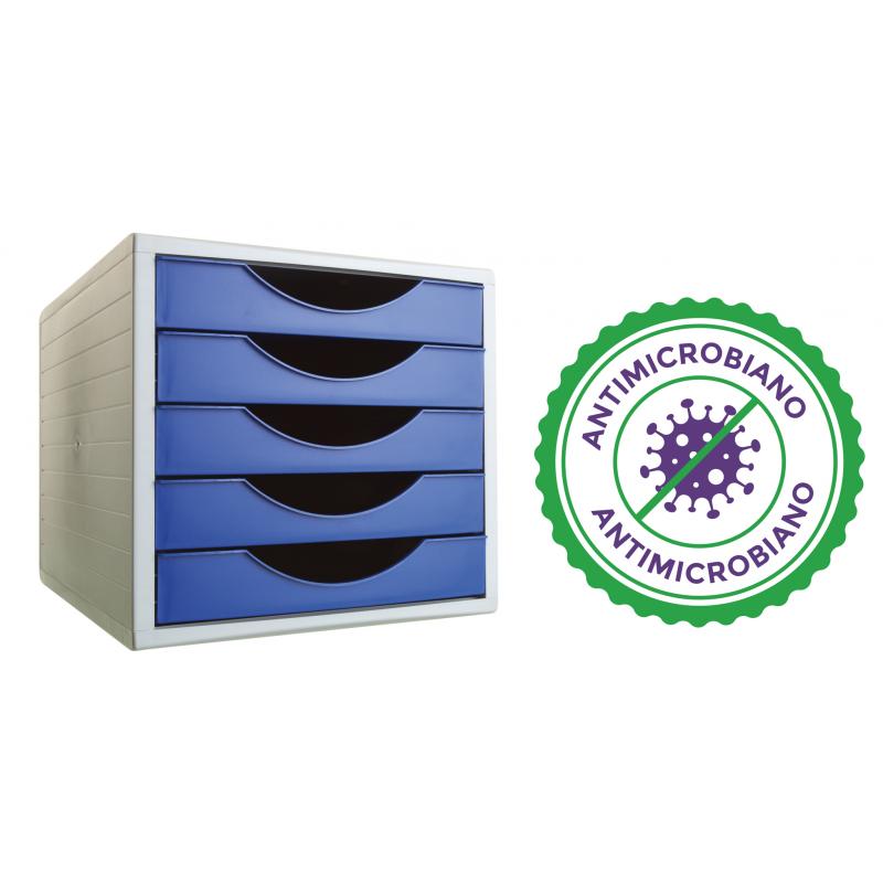 modulo-antimicrobiano-steritouch®-archivo-2000-archivotec-5-cajones-340x270x260-mm-carcasa-gris-cajones-azul