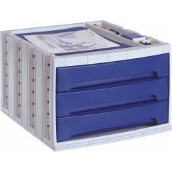 Módulo Archivotec Archivo 2000 3 cajones 370x305x215 mm Carcasa griS cajones azul