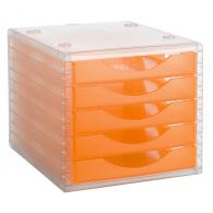 Módulo Archivotec ARCHIVO 2000 5 cajones 340x270x260 mm Carcasa  cristal cajones naranja traslúcido