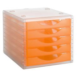 Módulo Archivotec Archivo 2000 5 cajones 340x270x260 mm Carcasa  cristal cajones naranja traslúcido