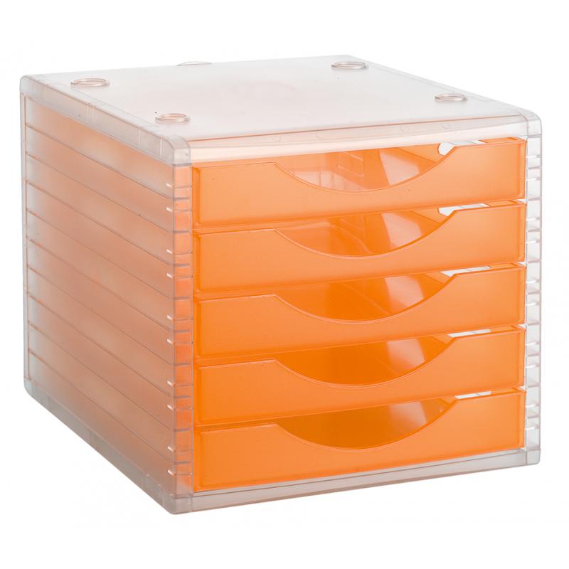 modulo-archivotec-archivo-2000-5-cajones-340x270x260-mm-carcasa-cristal-cajones-naranja-traslucido