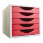 modulo-archivotec-archivo-2000-5-cajones-340x270x260-mm-carcasa-gris-cajones-rojo