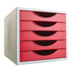 Módulo Archivotec Archivo 2000 5 cajones 340x270x260 mm Carcasa  gris cajones rojo