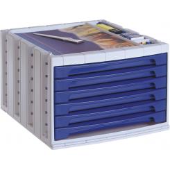Módulo Archivotec Archivo 2000  6 cajones 370x305x215 mm Carcasa gris cajones azul