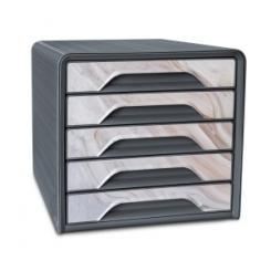 Modulo Cep 7-111 Estandar 5 Cajones Color Gris/Marmol Rosa