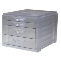 Modulo Olef 4 Cajones Mixtos (2 Grandes + 2 Pequeños) Color Traslucido Cristal/Cristal