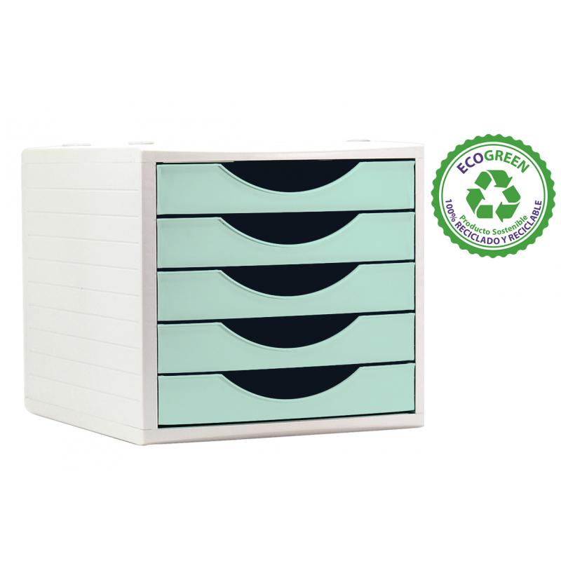 modulo-sostenible-ecogreen-archivo-2000-c-5-cajones-100-reciclado-para-formato-din-a4-folio-y-subcarpeta-medida-ext-340x270x260-mm-carcasa-color-gris-cajones-verde-pastel