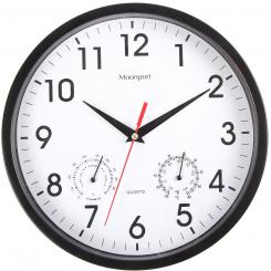 Moonport Reloj de Pared con Temperatura Negro