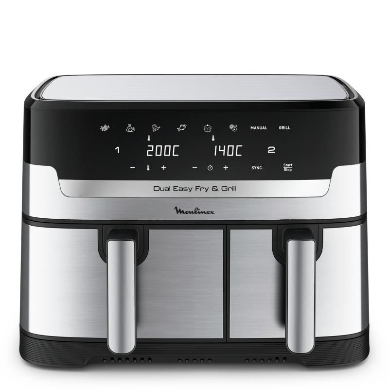 moulinex-dual-easy-fry-ez905d20-freidora-doble-83-l-independiente-2450-w-freidora-de-aire-caliente-negro-acero-inoxidable