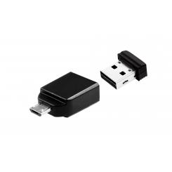 VERBATIM Nano - Unidad USB de 16 GB con adaptador Micro USB - Negro