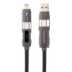 Nanocable 10.01.2501 cable USB 1 m USB A/USB C USB C/Lightning Negro