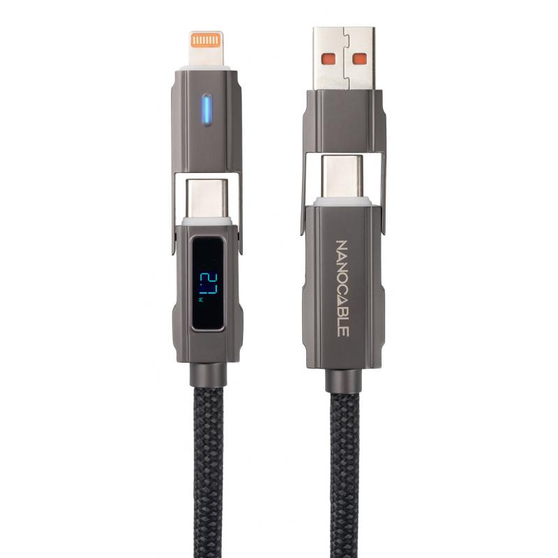nanocable-10012501-cable-usb-1-m-usb-a-usb-c-usb-c-lightning-negro