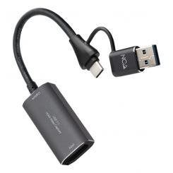 Nanocable 10.15.0001 adaptador de cable de vídeo HDMI tipo A (Estándar) USB Type-C + USB Type-A Gris