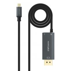 Nanocable 10.15.5012 adaptador de cable de vídeo 1,8 m USB Tipo C DisplayPort + USB Type-C Negro