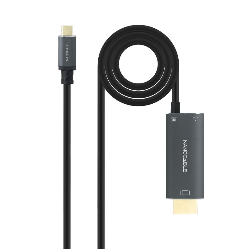 nanocable-10155182-adaptador-de-cable-de-video-18-m-usb-tipo-c-hdmi-usb-type-c-negro