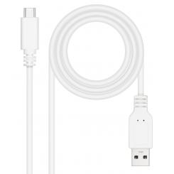 Nanocable Cable USB 2.0 3A, tipo USB-C/M-A/M, Blanco, 1.5 m