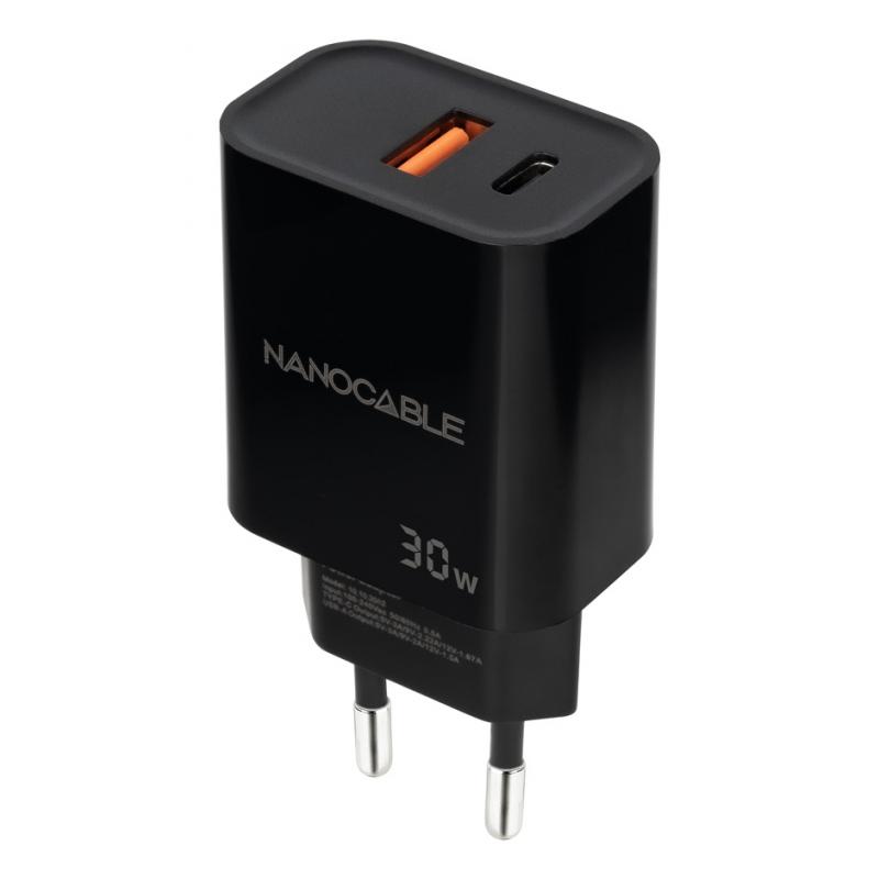 nanocable-cargador-usb-c-pd-usb-a-qc-30w-negro