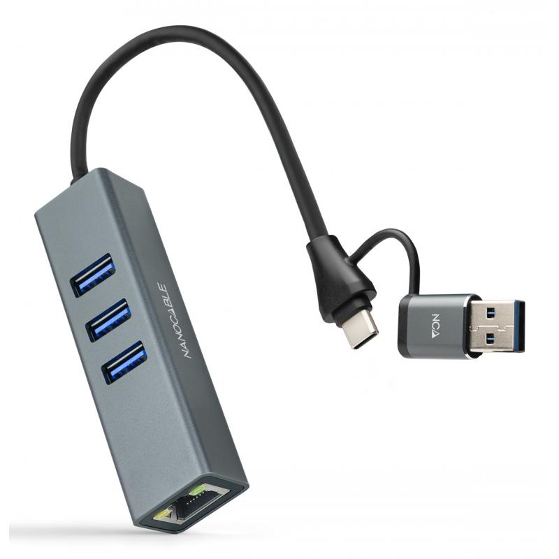nanocable-conversor-usb-cusb-a-m-30-a-ethernet-3xusb-a-30-aluminio-gris-15-cm