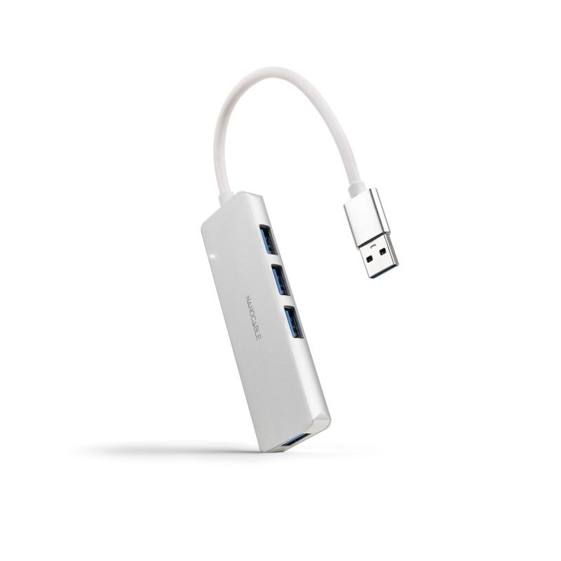 nanocable-hub-usb-a-30-a-4xusb30-usb-a-m-usb-30-h-aluminio-color-plata-18-cm