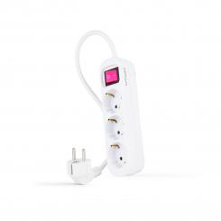 Nanocable Regleta de Enchufes con 3 Tomas con Interruptor, 1.4 m, Blanco