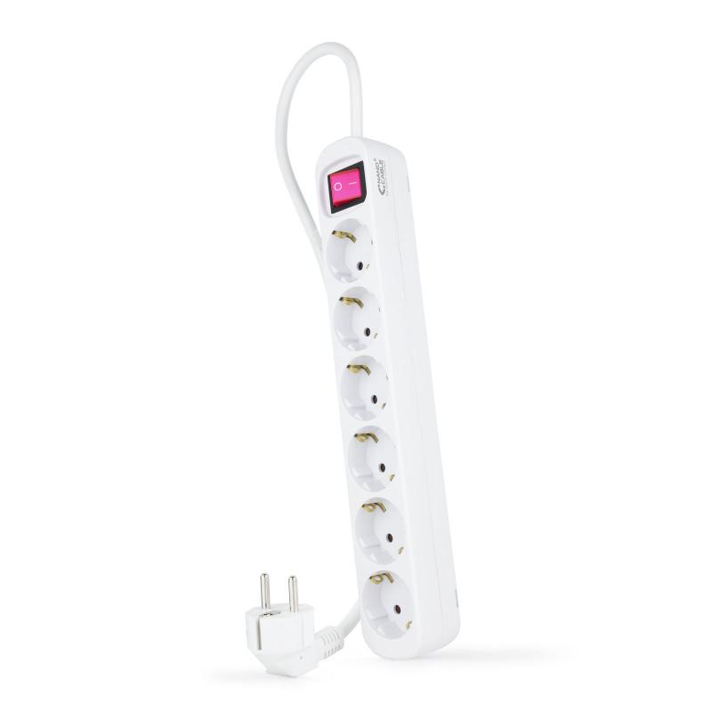 Nanocable Regleta de enchufes de 6 tomas con interruptor, 1.4 metros Blanco