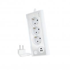 Nanocable Regleta de Sobremesa con 3 Tomas de Tierra y 2 USB´s con Luz, Blanco
