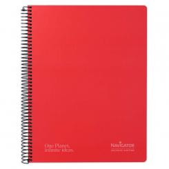 Navigator Libreta Cuaderno espiral Contracolado A4 80H 80G Cuadriculado 4mm Rojo