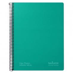 Navigator Libreta Cuaderno espiral Contracolado A4 80H 80G Cuadriculado 4mm Verde