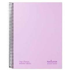 Navigator Libreta Cuaderno espiral Tapa Extradura A4+120H 80G Cuadriculado 5mm Mic.5 Bandas Lavanda