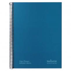 Navigator Libreta Cuaderno espiral Tapa Extradura A4+80H 80G Rayada Mic.1 Banda Azul