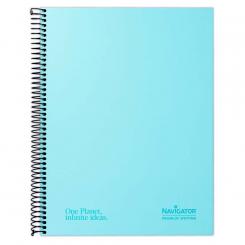 Navigator Libreta Cuaderno espiral Tapa Extradura A4+80H 80G Rayada Mic.1 Banda Azul pastel