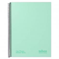 Navigator Libreta Cuaderno espiral Tapa Extradura A4+80H 80G Rayada Mic.1 Banda Mint