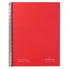 Navigator Libreta Cuaderno espiral Tapa Extradura A4+80H 80G Rayada Mic.1 Banda Rojo
